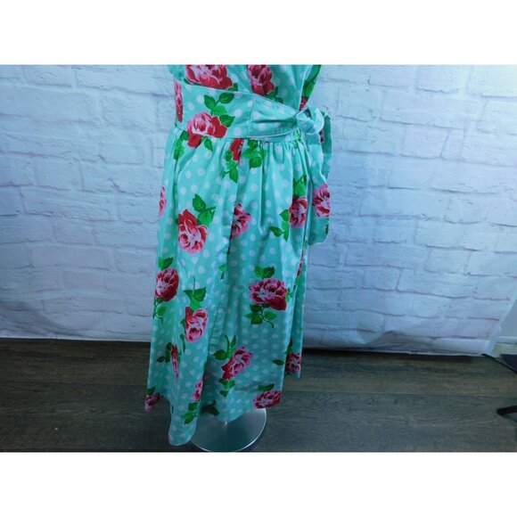 ModCloth Vintage Style Cotton Floral & Polka Dot Sleeveless Dress M - Picture 4 of 13